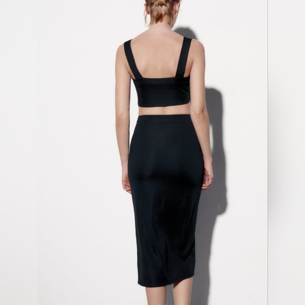 Lulus Black Button Ruched Sides Crop Top Size Small - Picture 2 of 7